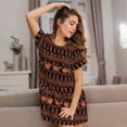 thumbnail image 3 of Fotbe Vintage Pumpkin Pattern Bata de Dormir para Mujer con Estampado, Camisón de Algodón de Manga Corta, Ropa de Dormir Casual, 3 of 6