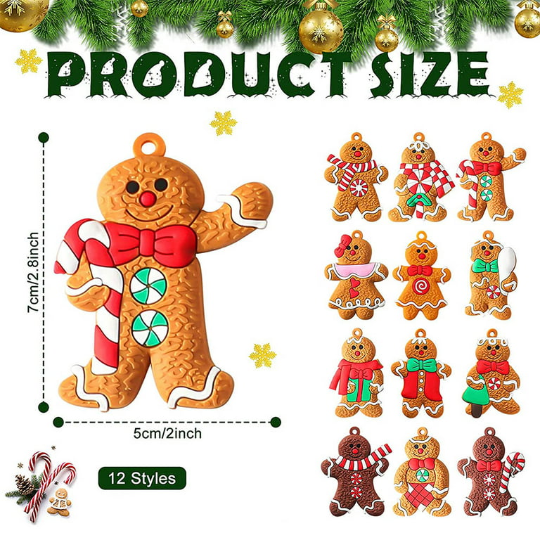 Dropship 12pcs Gingerbread Man Ornaments For Christmas Tree Assorted Plastic  And For Christmas Tree Hanging Decorations to Sell Online at a Lower Price