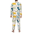 thumbnail image 3 of Mens Pajamas Set - Childish Dinosaur Comfy Long Sleeve Button Up Pajama Sets for Men 2 Piece, Soft Sleepwear Nightwear Pjs Lounge Sets for Men with Pockets, 3 of 5