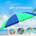 thumbnail image 3 of PMU Beach Umbrella 6 feet Opens to 72 inches Multicolor Beach Parasol with Carrying Sleeve for Beach, Patio and Outdoor Sun Protection Polyester 4 Assorted Colors (4/pkg) Pkg/1, 3 of 6