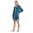 thumbnail image 4 of Silky Satin Nightgowns for Women Long Sleeve Sexy Short Nightshirts Sleepwear Casual Pajama Nightdress with Pocket, Lake Blue S-2XL, 4 of 7
