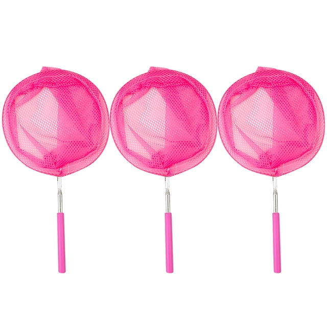 Telescopic Nets 3pcs Funny Telescopic Nets Catching Insects Bugs Extendable Fishing Nets Great Outdoor Tools for Children (Pink)