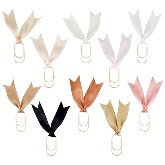 10pcs Ribbon Paper Clip Colorful Planner Bookmark Ribbon Paperclips 1.9 Inch Paper Clamps Metal Bookmarks Accessories