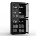 thumbnail image 5 of 100% Solid Wood 32" Bathroom Cabinet with Clear Glass Doors and Adjustable Shelves, 5 of 6