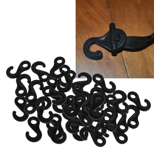 Gancho de Cuerda Elástica de Choque de Plástico de 100 Piezas Premium Ganchos de Hebilla de Extremo de Cuerda Elástica Sharpla Ganchos de cuerda elástica para tienda