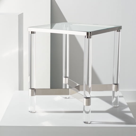 Safavieh Couture Suzanna Glam Steel and Glass End Table, Silver