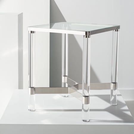 Safavieh Couture Suzanna Glam Steel and Glass End Table, Silver