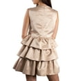 thumbnail image 5 of Jess by Meiko Women's Dress Sleeveless Fit and Flare Tiered Button Decor Mini Dress S Khaki, 5 of 7