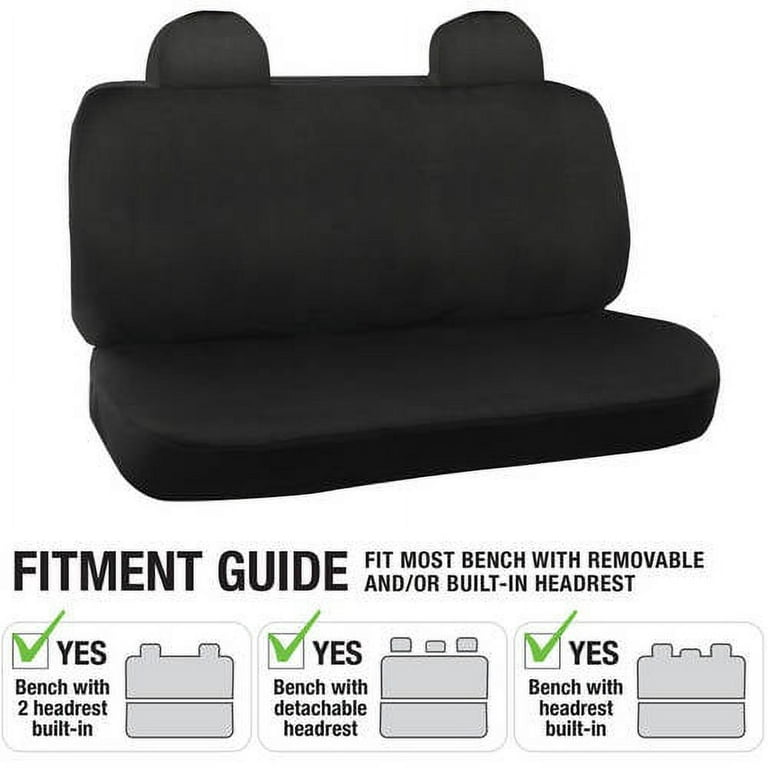 BDK Car Seat Covers Polyester Cloth 2 Front and Integrated Headreasts Bench High Back Rear 9pc