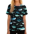thumbnail image 5 of OIOLOYJM Women's Post Shoulder Surgery Shirts Cute Print Tear Away Recovery Breathable Full Open Snap T-Shirt with Pocket Short Sleeve Adaptive Chemo Port Lounge Blouses Navy S, 5 of 7