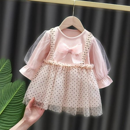 

Malisata Baby Dress Summer Fresh And Cute Round Neck Bow Solid Color Net Gauze Children Dress Infantborn Baby Girl Dress