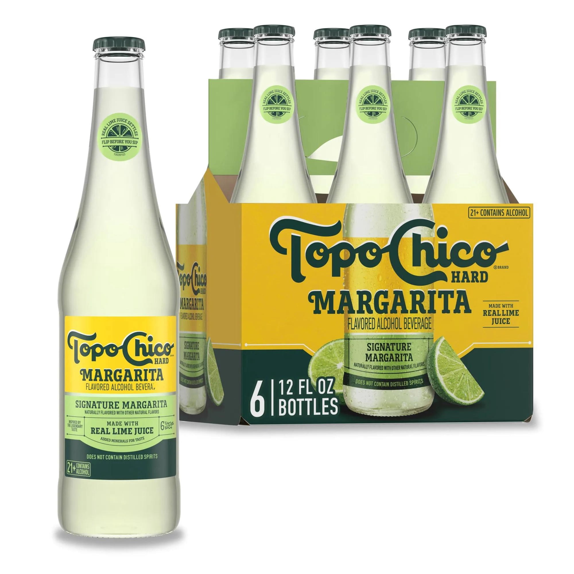 Topo Chico Hard Signature Margarita, 6 Pack, 12 fl oz Glass Bottles, 6% ABV