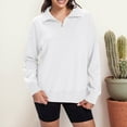 thumbnail image 2 of Fgnfyis Womens Sweatshirts Half Zip Pullover Cropped Comfort Fall Loose Outfits Fashion Long Sleeve Hoodies for Women White XL, 2 of 5