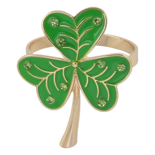Hbdhejl Napkin Ring St. Patrick'S Day Napkin Rings Holder Buckle Napkin Holders Ring Metal Rhinestone Napkin Ring For St. Patrick'S Day Wedding Party Table St Patrick' S Day Napkin Ring