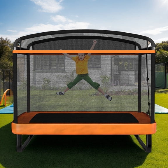 Resenkos Kids Trampoline, Outdoor Jumper,6 Feet Kids Entertaining Trampoline with Swing Safety Fence-Orange