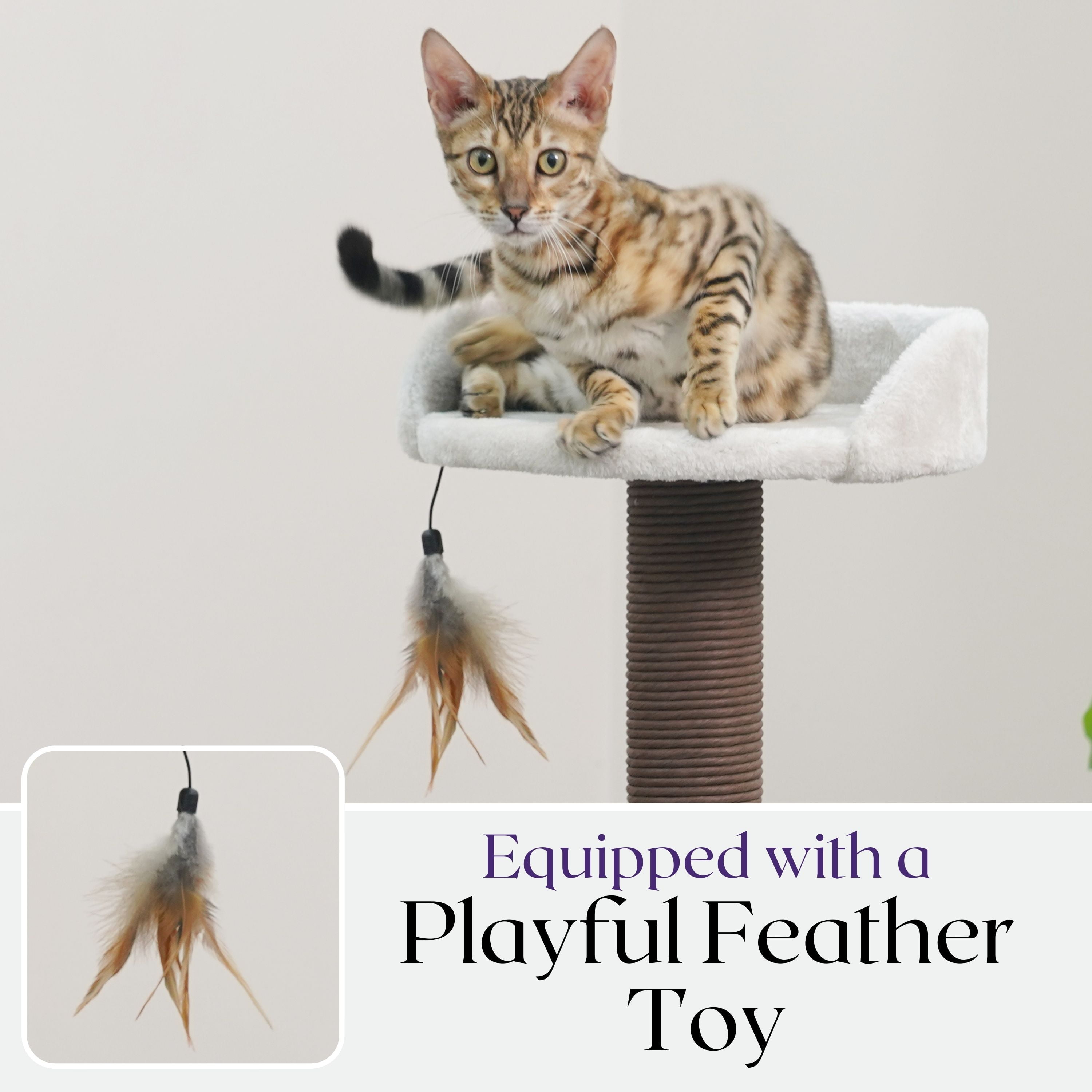 Catry 3-Level Cat Tree with Sisal Hammock, Plush Perch, Scratching Posts, Modern Design, Beige