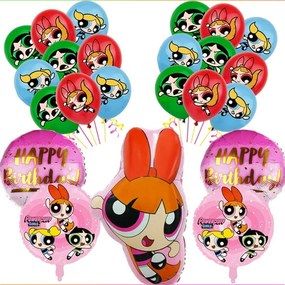 The Powerpuff Girls Balloons Party Supplies Decor Set Decorations Kit Fans Birthday