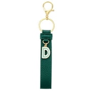 Time and Tru Faux Leather Initial "D" Monogram Keyring Clip, Green