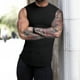 thumbnail image 2 of Camiseta sin mangas para hombre, camiseta sin mangas ajustada para hombre, camisetas deportivas sin mangas para hombre, camiseta sin mangas con cuello redondo para hombre, instalación sencilla, 2 of 4