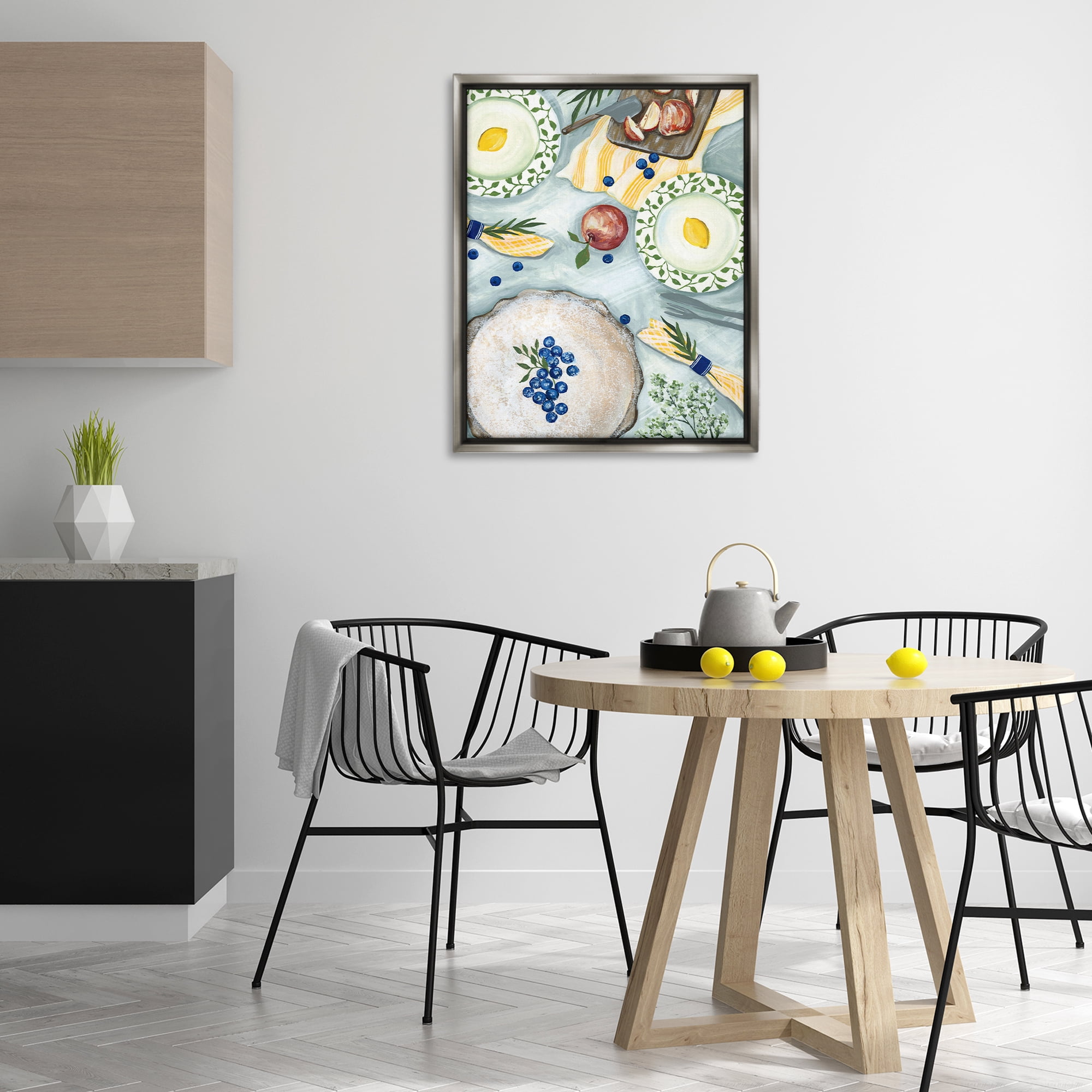 Stupell Industries Summer Picnic Fruits Food & Beverage Painting Gray Floater Framed Canvas Art Print Wall Art, 25 x 31