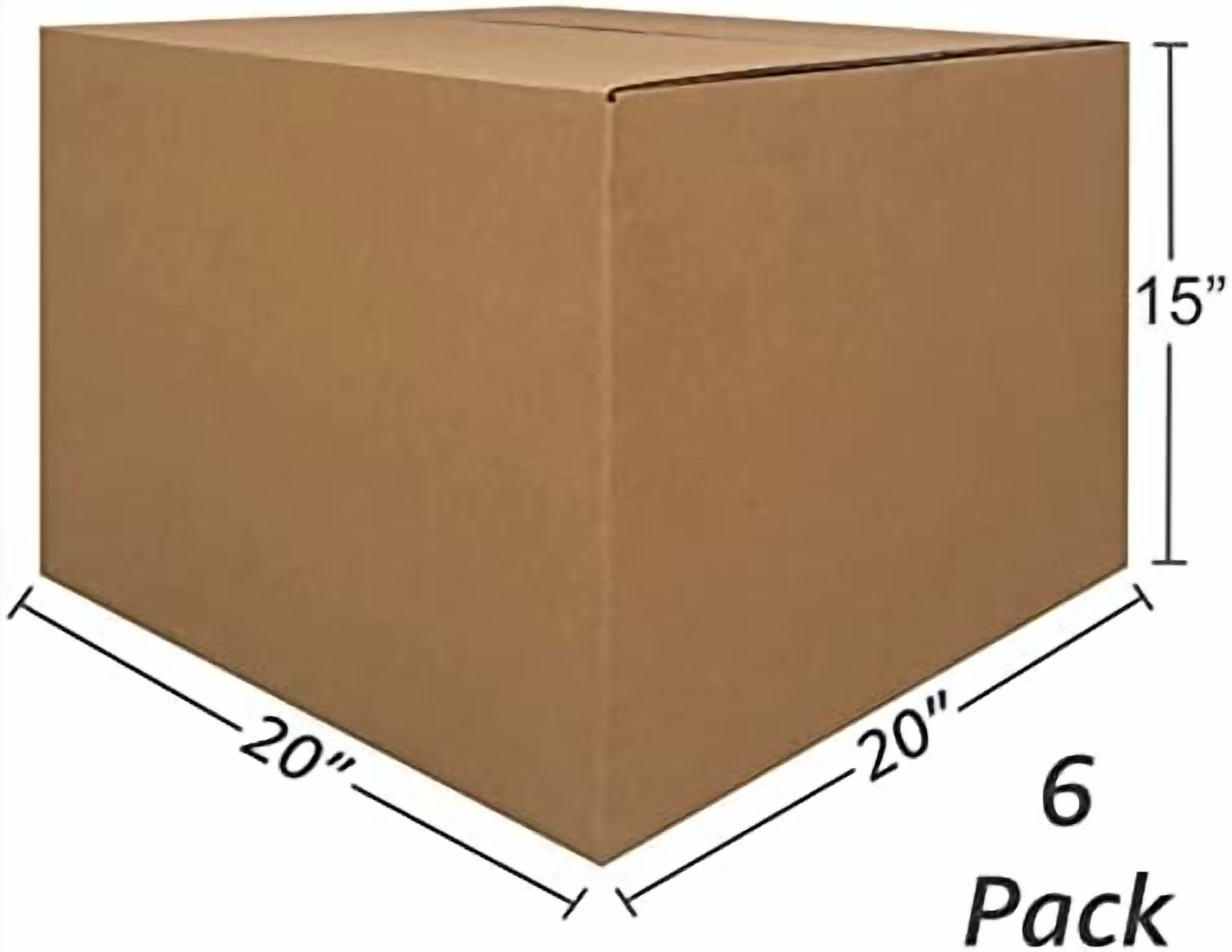 Large Moving Boxes 20'' x 20'' x 15'' (Pack of 6), Corrugated Cardboard Boxes for Packing, Shipping & Moving
