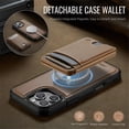 thumbnail image 4 of JEEHOOD Case For Apple iPhone 16 Pro, RFID Blocking, PU Leather,Compatible With MagSafe Detachable 2 In 1 Wallet With Built-in Push Card Holder,Kickstand Magnetic Protective Cover,Brown, 4 of 8