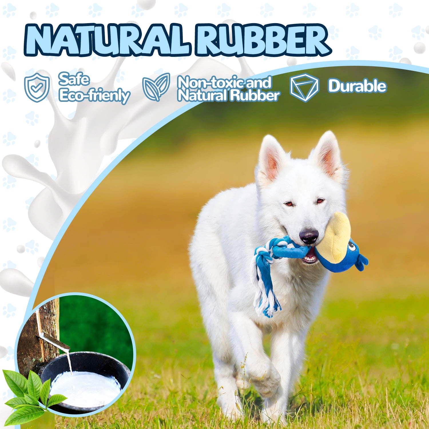 Lexvss Dog Squeaky Plush Toys,   Stuffed Animal Toy for Medium Breed Puppy Teething Cleaning Chew TPR Natural Rubber  Toys