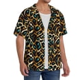 thumbnail image 2 of Naloa Teal Leopard Men's Loose Fit Cuban Collar Short-Sleeve Shirt, Hawaiian Shirts, Mens Shirts Casual for Everyday Wear Outings-Medium, 2 of 5