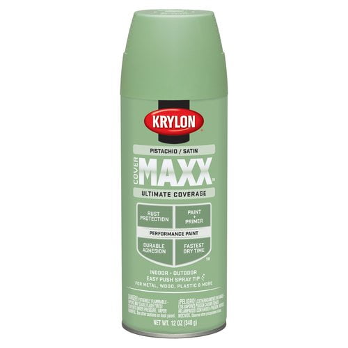 Krylon COVERMAXX Ultimate Coverage Satin Spray Paint, Pistachio, 12 Oz