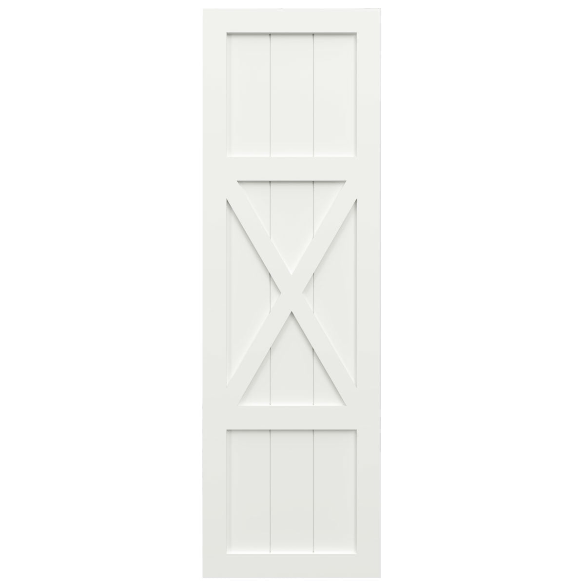 Ekena Millwork 18"W x 31"H True Fit PVC Center X-Board Farmhouse Fixed Mount Shutters, Unfinished (Per Pair - Hardware Not Included)