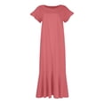 thumbnail image 5 of Delconic Women’s Short Sleeve Loose Fit Midi Dress with Crew Neck and Side Pockets Suitable for Casual and Everyday Wear Pink XL, 5 of 6