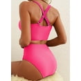 thumbnail image 2 of Women's Textured Bikini Sets Twist Front Top Swimsuits High Waisted Bathing Suits, 2 of 5