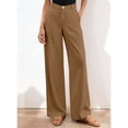 thumbnail image 6 of Women Wide Leg Pants High Waisted Spring Business Casual Outfits Trousers Palazzo Pants Pockets Khaki S, 6 of 7