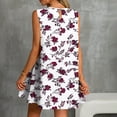 thumbnail image 4 of Vestido Corto para Mujeres Verano Moda Casual Impreso Lado Plisado Cuello Redondo Vestido sin Mangas para el Uso Diario, 4 of 7