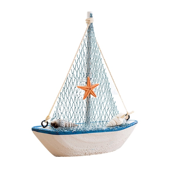 piaybook Tabletop Ornaments Home Nautical Wooden Sailboat Ornament Beach Decoration Retro Wooden Sailboat Beach Ornament Kitchen Bathroom Office Party Center Decoration Home Holiday Tabletop Decor