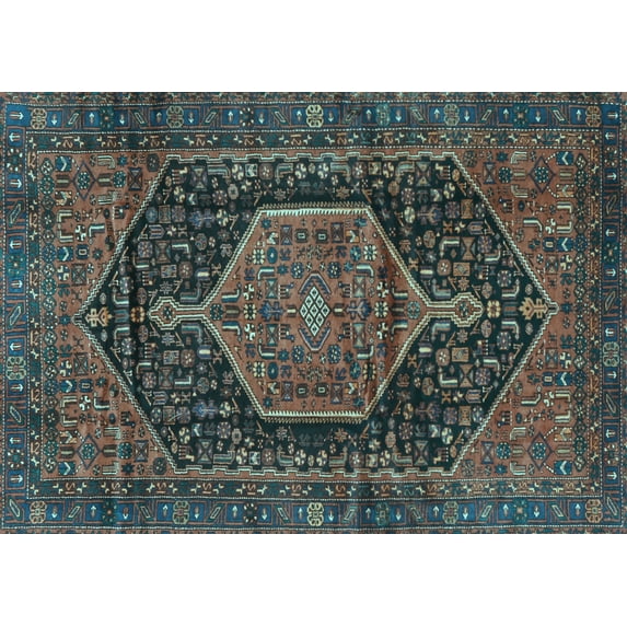 Ahgly Company Indoor Rectangle Persian Light Blue Traditional Area Rugs, 5' x 7'
