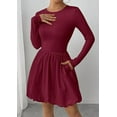 thumbnail image 6 of PRETTYGARDEN Fall Dresses for Women Casual Long Sleeve Bubble Cute Crew Neck A Line Mini Short Dress with Pockets, 6 of 7