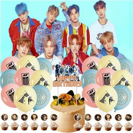 Ateez Party Supplies Decor Cake Topper Birthday Backdrop Balloons Decorations
