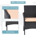 thumbnail image 6 of SUNCROWN 3 Piece Patio Furniture Outdoor Bistro Set All-Weather Black Wicker and Glass Side Table with Brown Cushions, 6 of 6