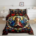 thumbnail image 2 of Erosebridal Ensembles de Couette Religieuse Jésus Taille Grand, Ensemble de Literie Bleu Rouge Grand, Décoration de Chambre d'Adolescent, Réversible, Respirant, 3 Pcs, 2 of 8