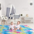 thumbnail image 4 of Lochas Soft Fluffy Rainbow Rugs Shaggy Colorful Carpet Plush Area Rug for Living Room Bedroom Nursery Kids Girls Playroom Rugs Home Decor Mat,3'x5', Teal, 4 of 7