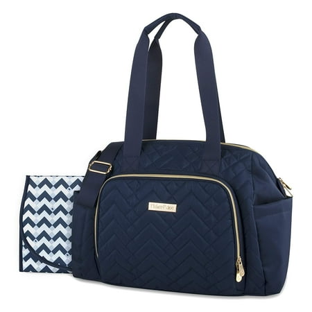 UPC: 0886252280021 | Fisher Price Quilted Harper Diaper Tote Bag And Convertible Crossbody With Adjustable Strap Insulated Bottle Pocket Changing Pad Navy