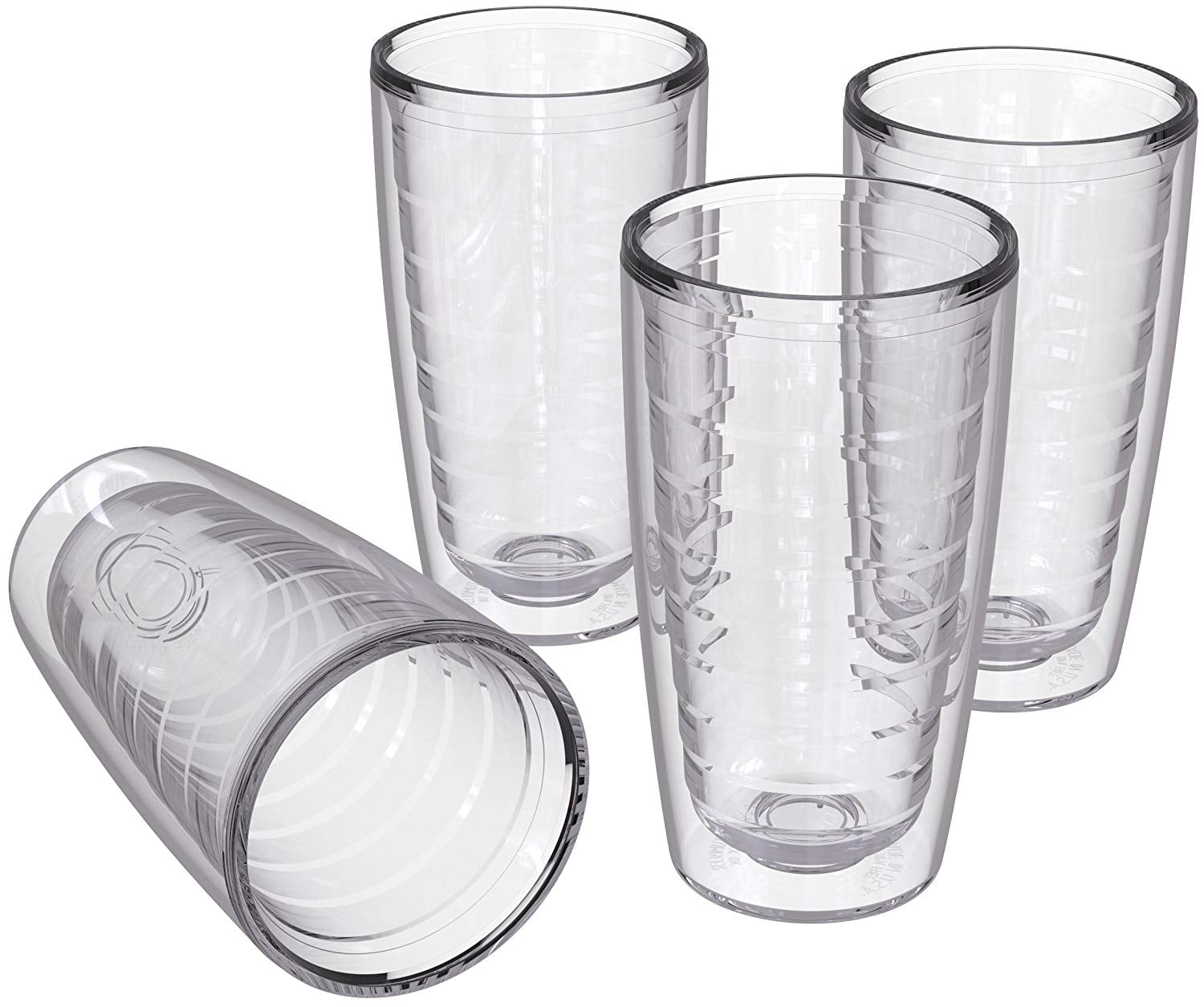 4-pack Insulated 12 Ounce Tumblers Sweat Resistant Clear BPA-Free Made in USA 