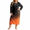 thumbnail image 2 of PNTUTB Halloween Women's Plus Size Maxi Dress Crew Neck Long Sleeve Fashion Print Comfortable Loose Casual Trendy Sleepwear Dress, 2 of 7