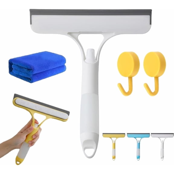 3 in 1 Spray Squeegee– Double-Sided Scrubber with Spray Bottle & Scraper – Portable Car, Home, Kitchen Window & Mirror Cleaner Tool