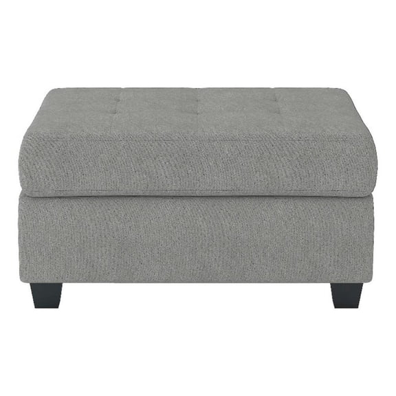 Pemberly Row 33" Ottoman in Light Gray Microfiber with Interior Storage