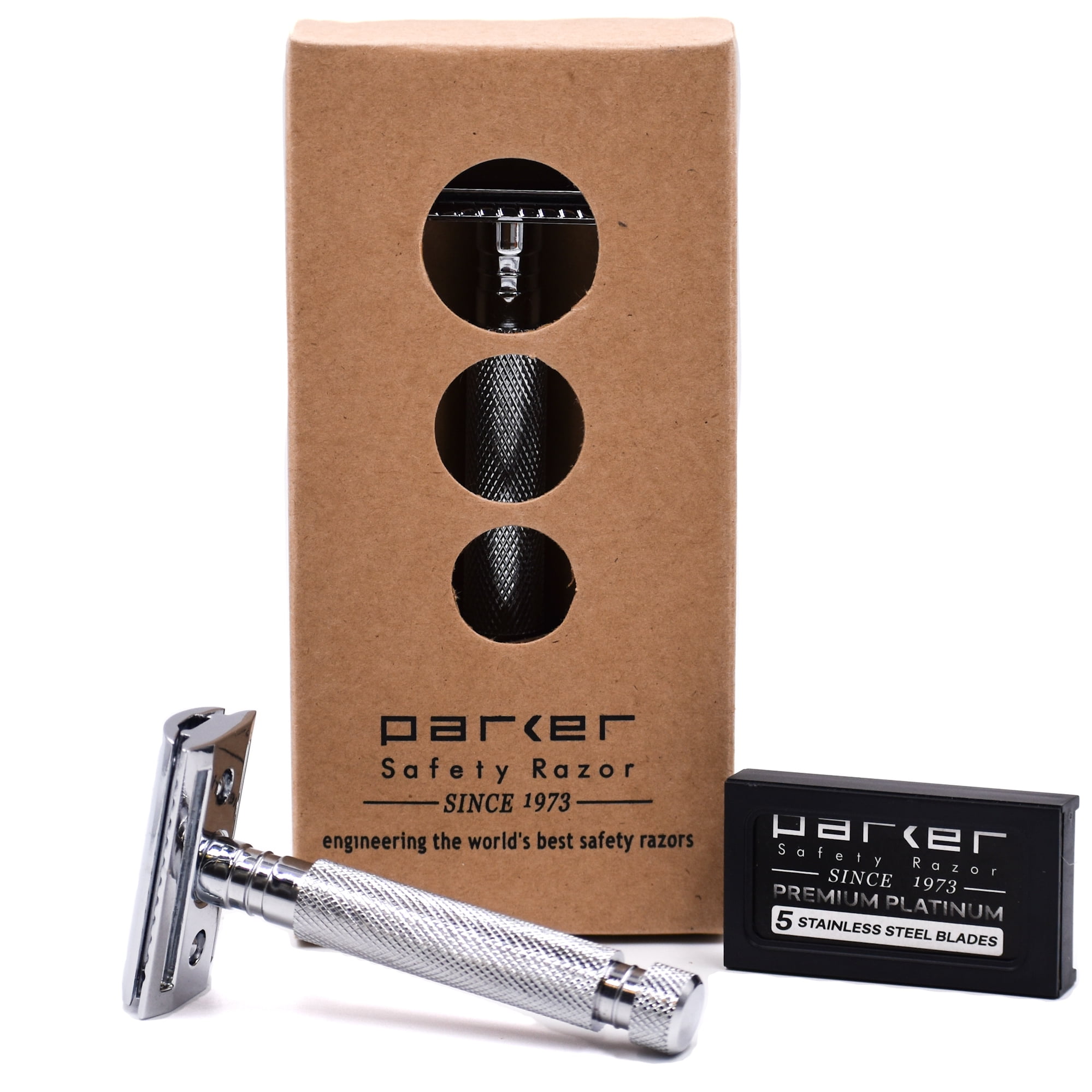 Parker Safety Razor, 97R Traditional Short Handle Double Edge Safety Razor & 5 Blades