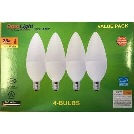 

OptoLight Pack of 4 CAN3WF LED 3W 2700K Soft White Light Bulbs 25 Watt