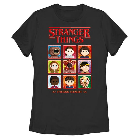 Netflix Women's Stranger Things Character Box 8 Bits Players T Shirt