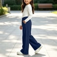 thumbnail image 5 of LIaqionyy Big Girls Sweatpants Kids Joggers Wide Leg Sweat Pants Elastic Waist Casual Pant with Pockets, 5 of 8